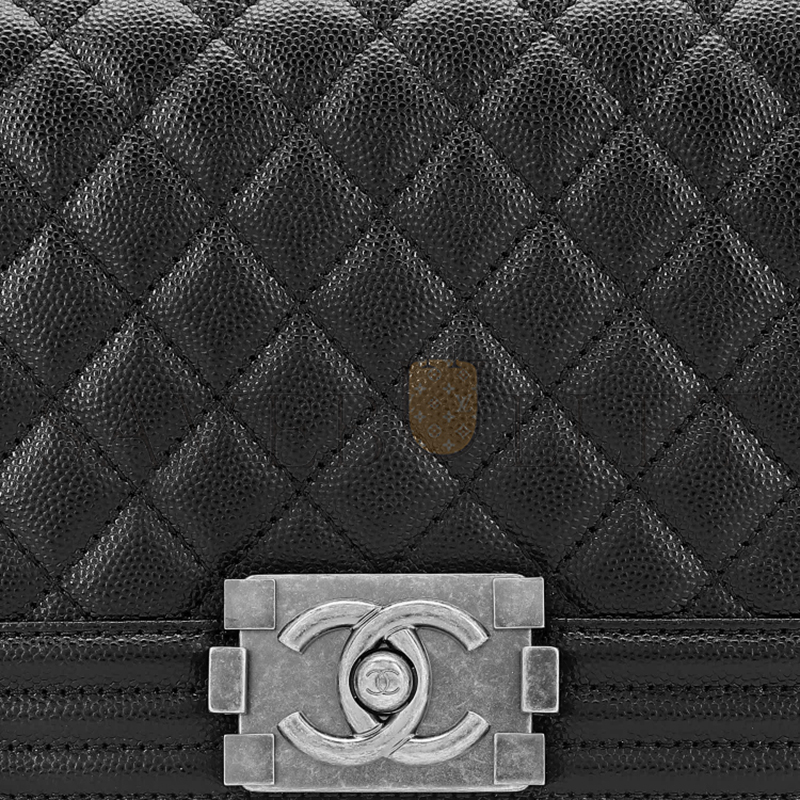 CHANEL CAVIAR MEDIUM QUILTED BOY FLAP BLACK A67086 Y83338 94305 (25*15*8cm)